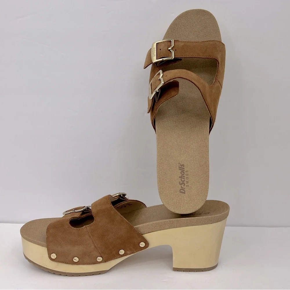 Dr Scholl’s SHOES, ORIGINAL VIBE PLATFORM, HEELED SLIDE SANDALS,UPPER SUEDE,11M